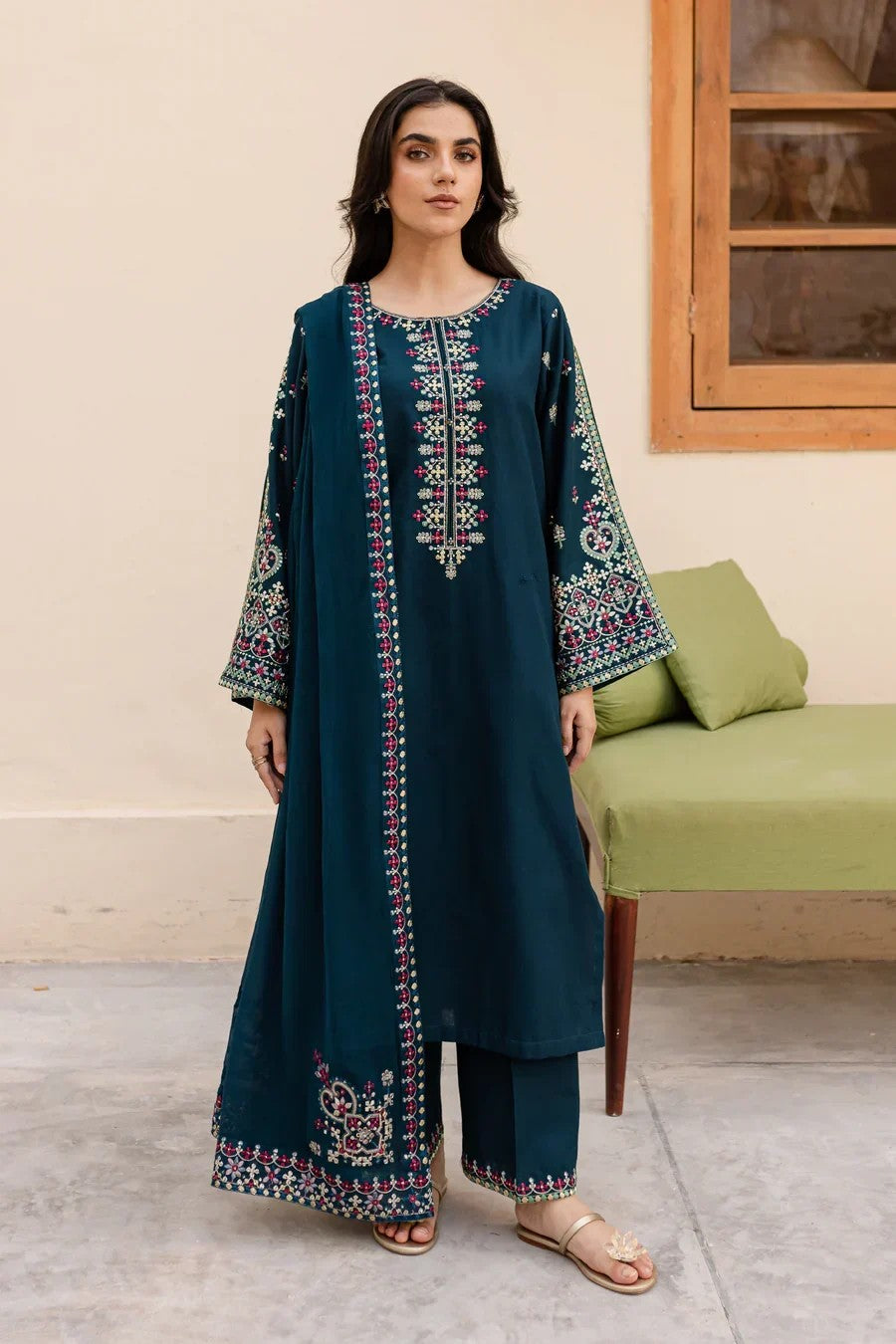 Satrang 3 Piece Unstitched Embroidered Suit
