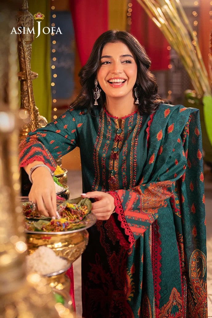 Asim Jofa 3 Piece Unstitched Lawn Digital Print Suit