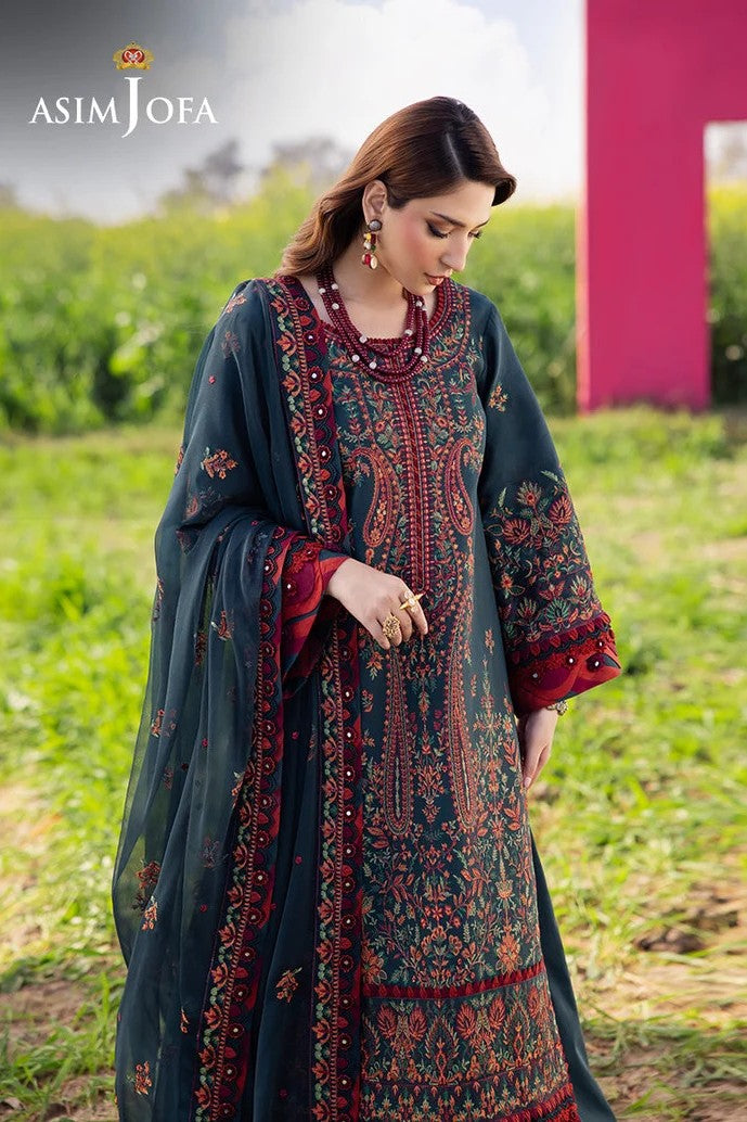 Asim Jofa 3 Piece Unstitched Lawn Embroidered Suit