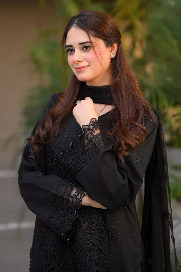 3 Piece Unstitched Chikankari Lawn Embroidered Suit