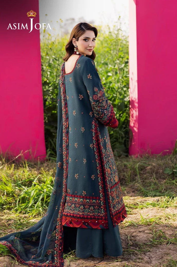 Asim Jofa 3 Piece Unstitched Lawn Embroidered Suit