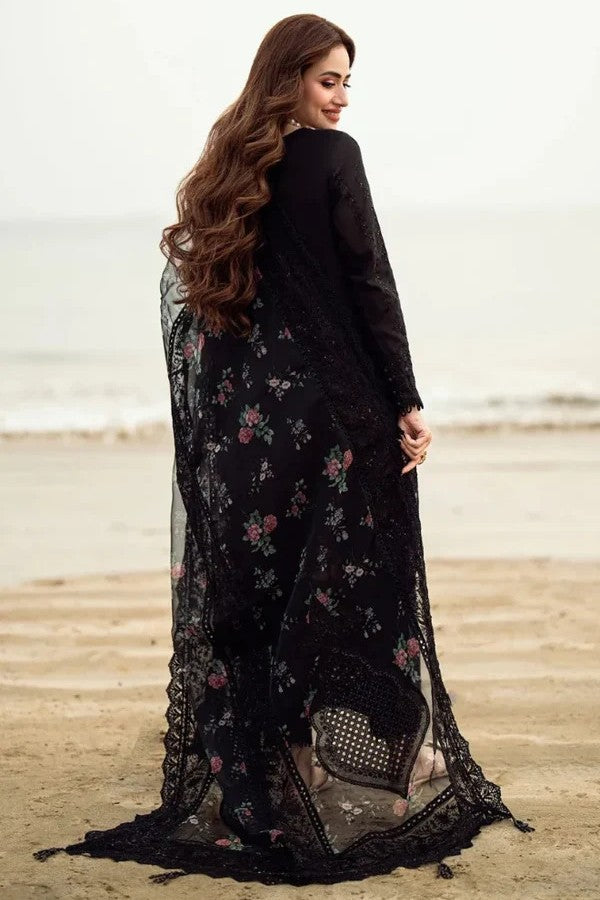 3 Piece Unstitched Lawn ChikanKari Embroidered Suit