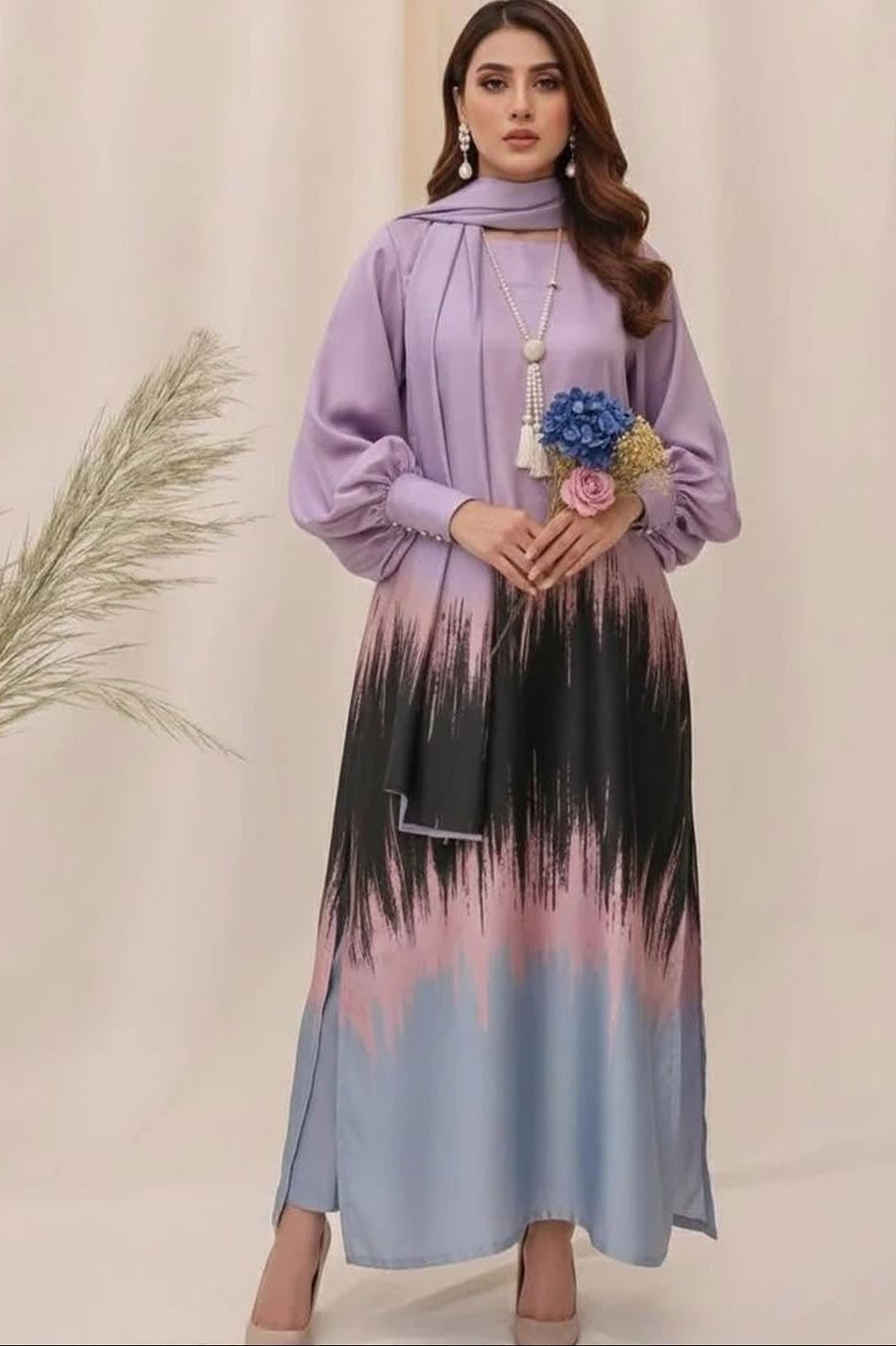 3 Piece Unstitched Silk Suit