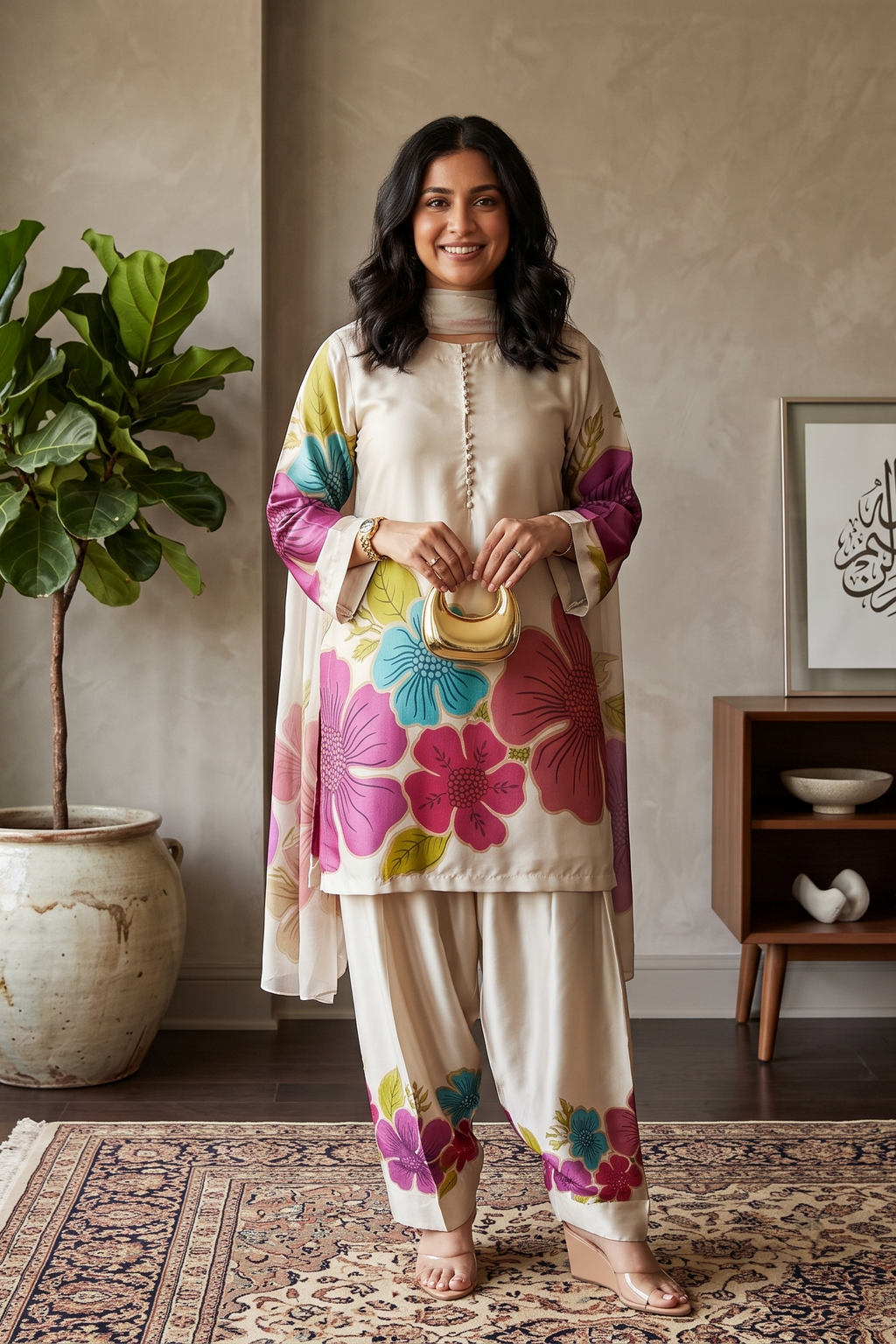 Aneela's 3 Piece Unstitched Silk Suit