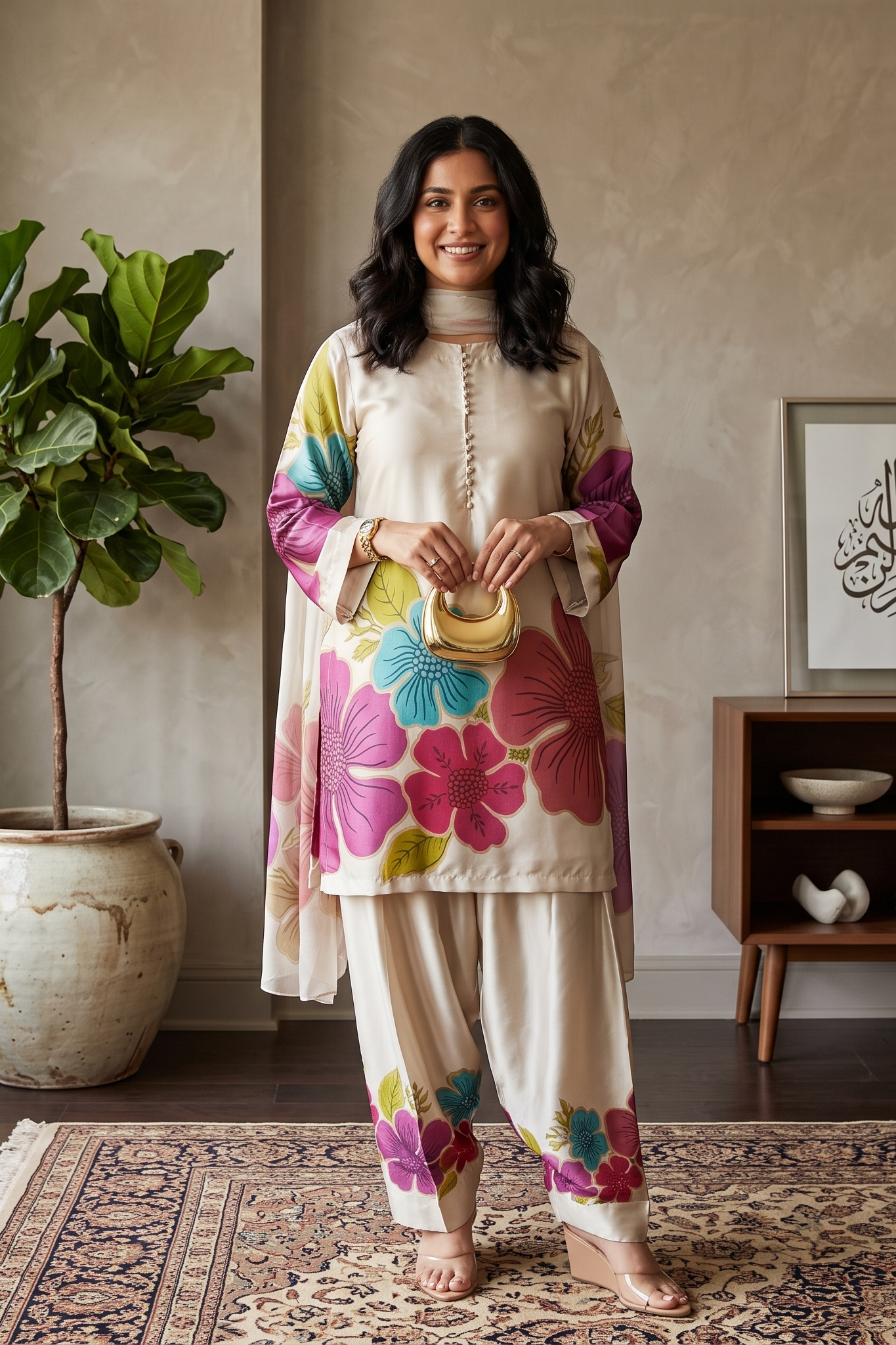 Aneela's 3 Piece Unstitched Silk Suit