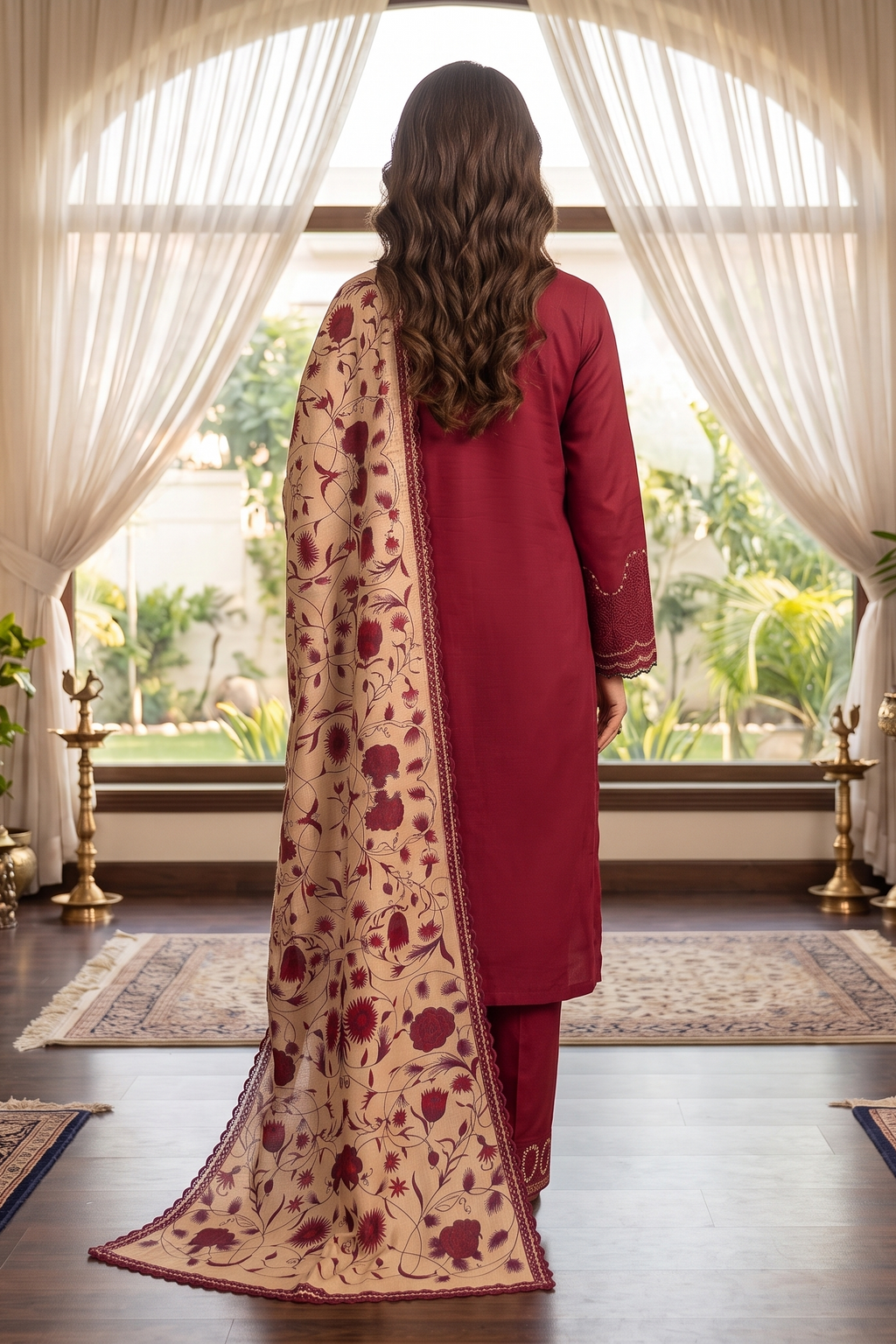 3 Piece - Embroidered Premium Cotton Suit