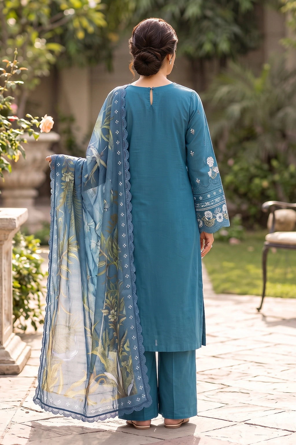 3 Piece - Embroidered Premium Cotton Suit
