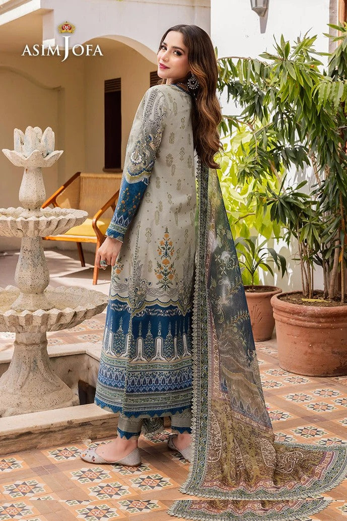 Asim Jofa 3 Piece Unstitched Lawn Digital Print Suit