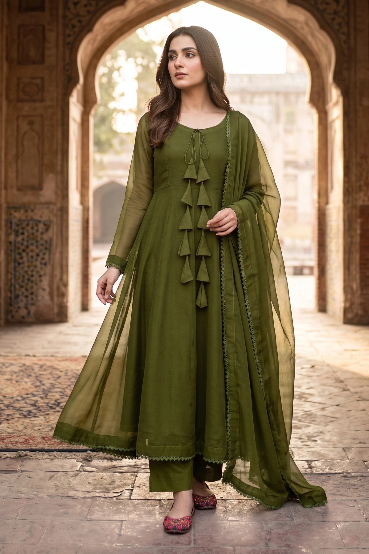 3 Piece - Stitched Premium Chiffon Anarkali Frock