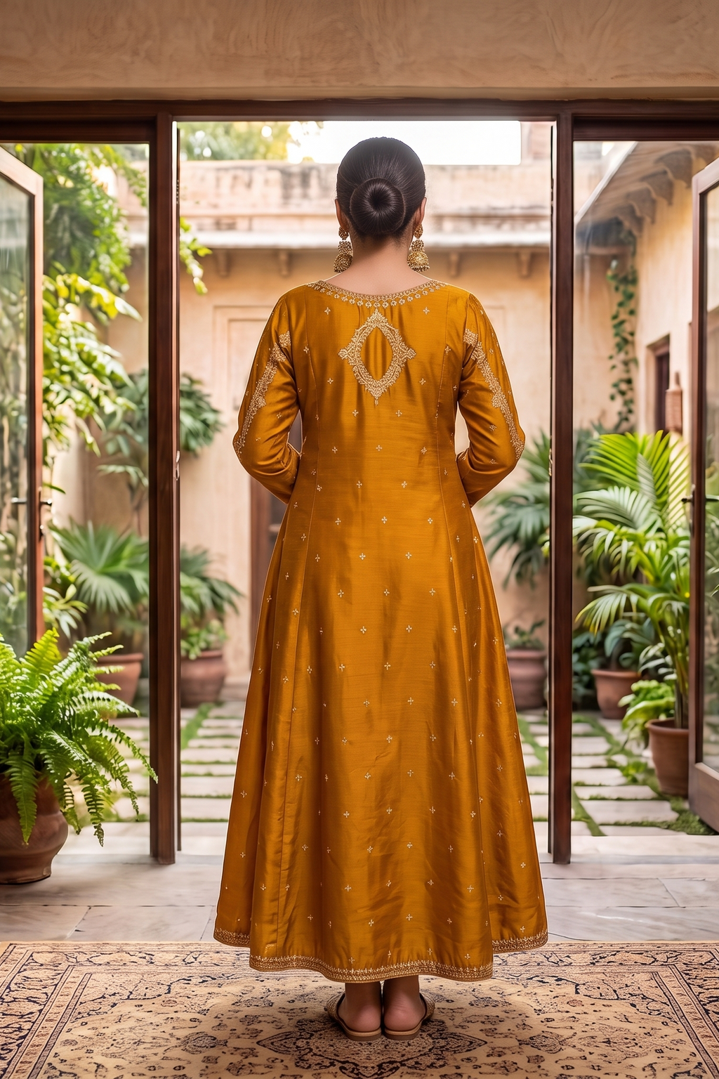 Silk Embroidered Stitched Maxi