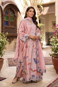 3 Piece Silk Embroidered Stitched Multi Floral Kaftan