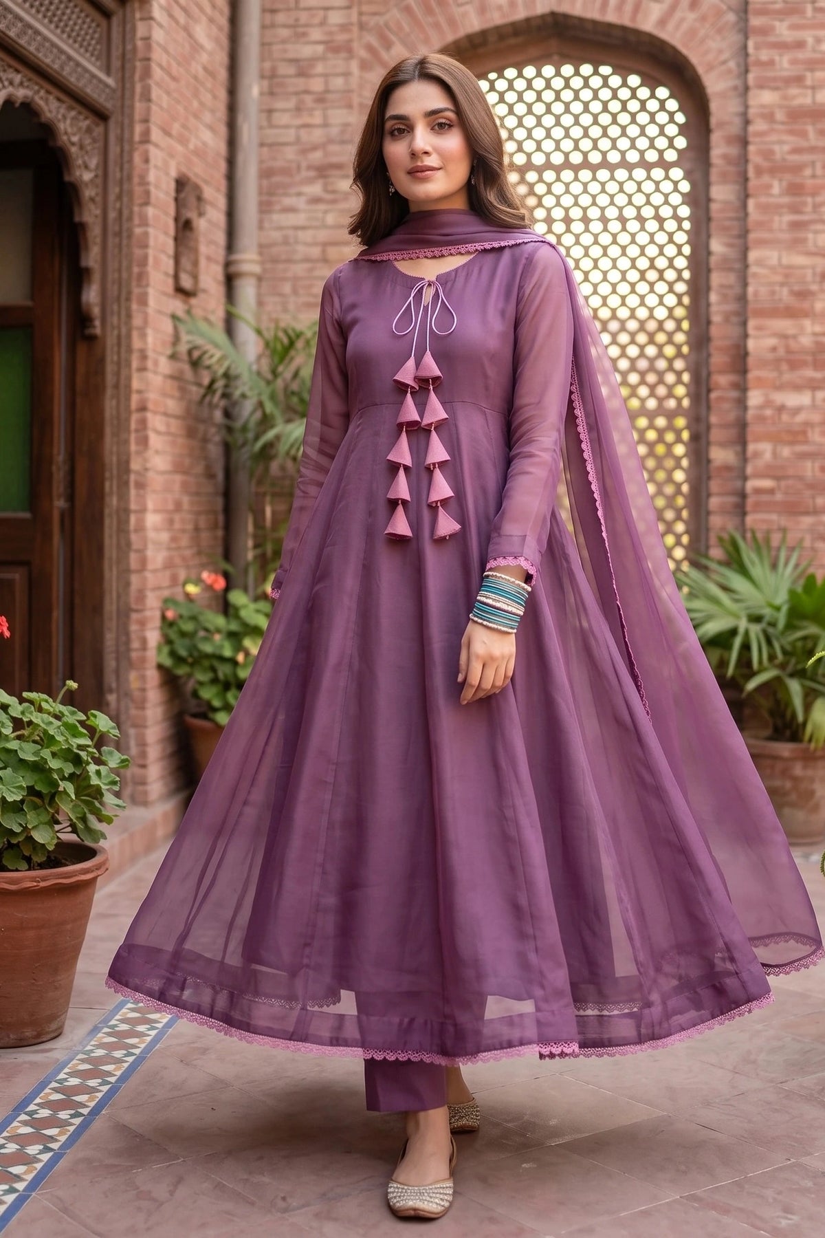 3 Piece - Stitched Premium Chiffon Anarkali Frock