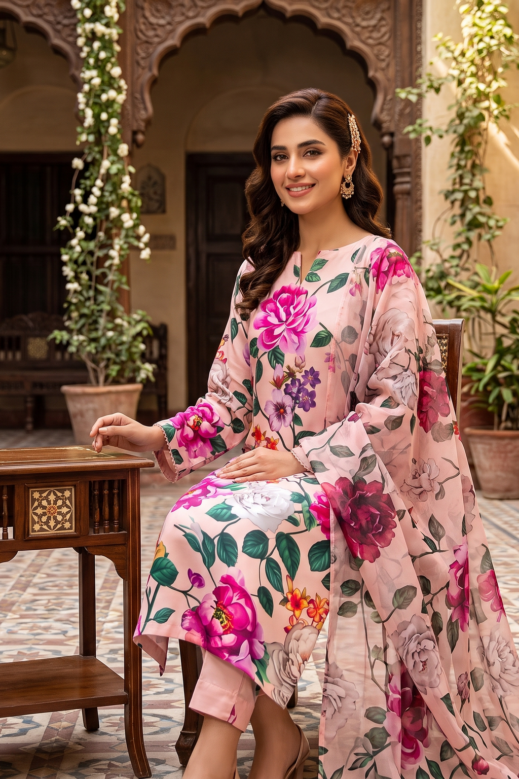 3 Piece Unstitched Silk Suit