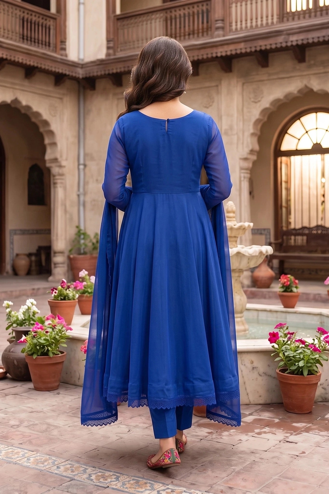 3 Piece - Stitched Premium Chiffon Anarkali Frock