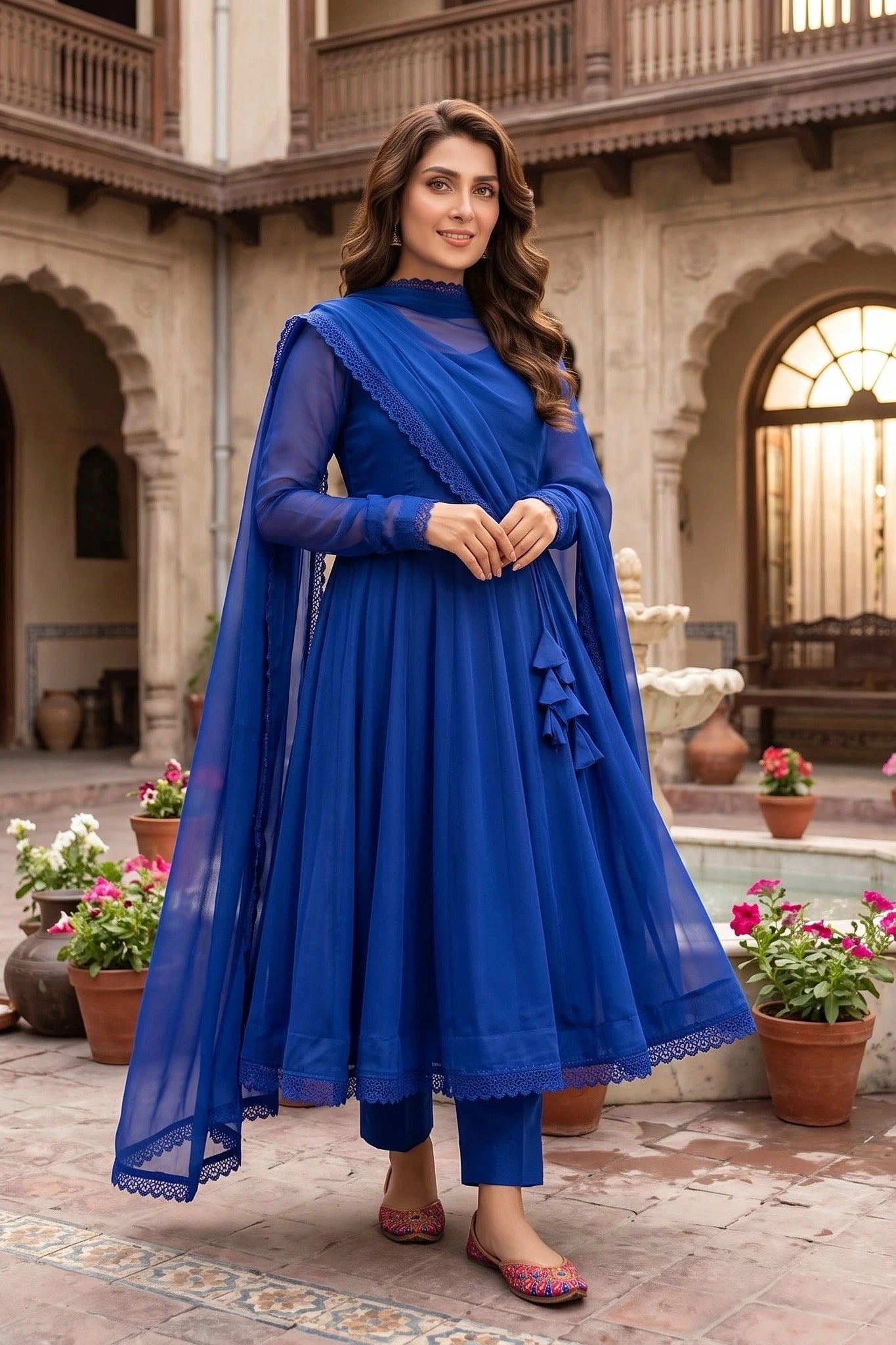 3 Piece - Stitched Premium Chiffon Anarkali Frock