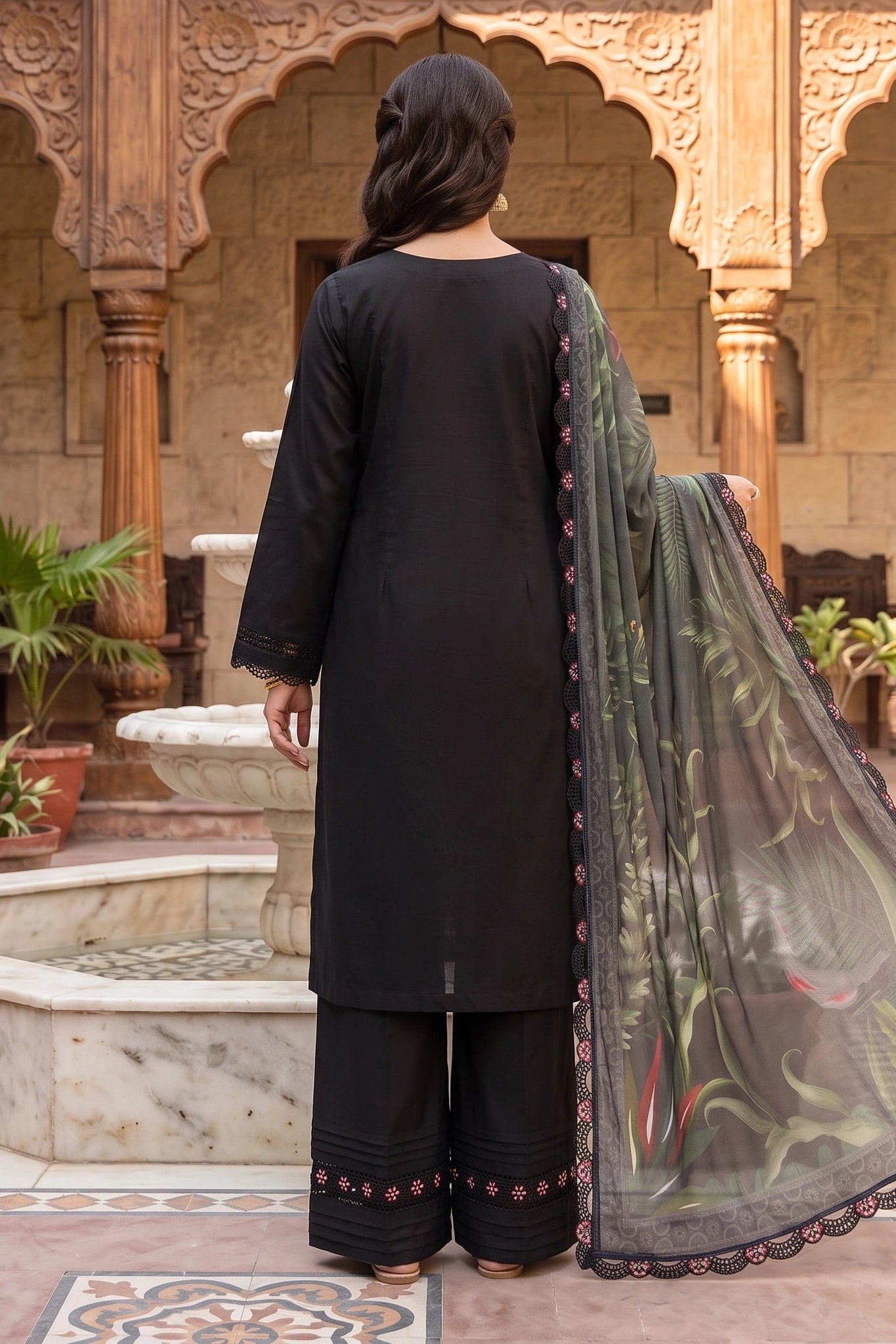 3 Piece - Embroidered Premium Cotton Suit