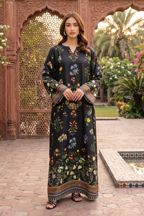 2 Piece Stitched Silk Printed Kaftan With Trouser