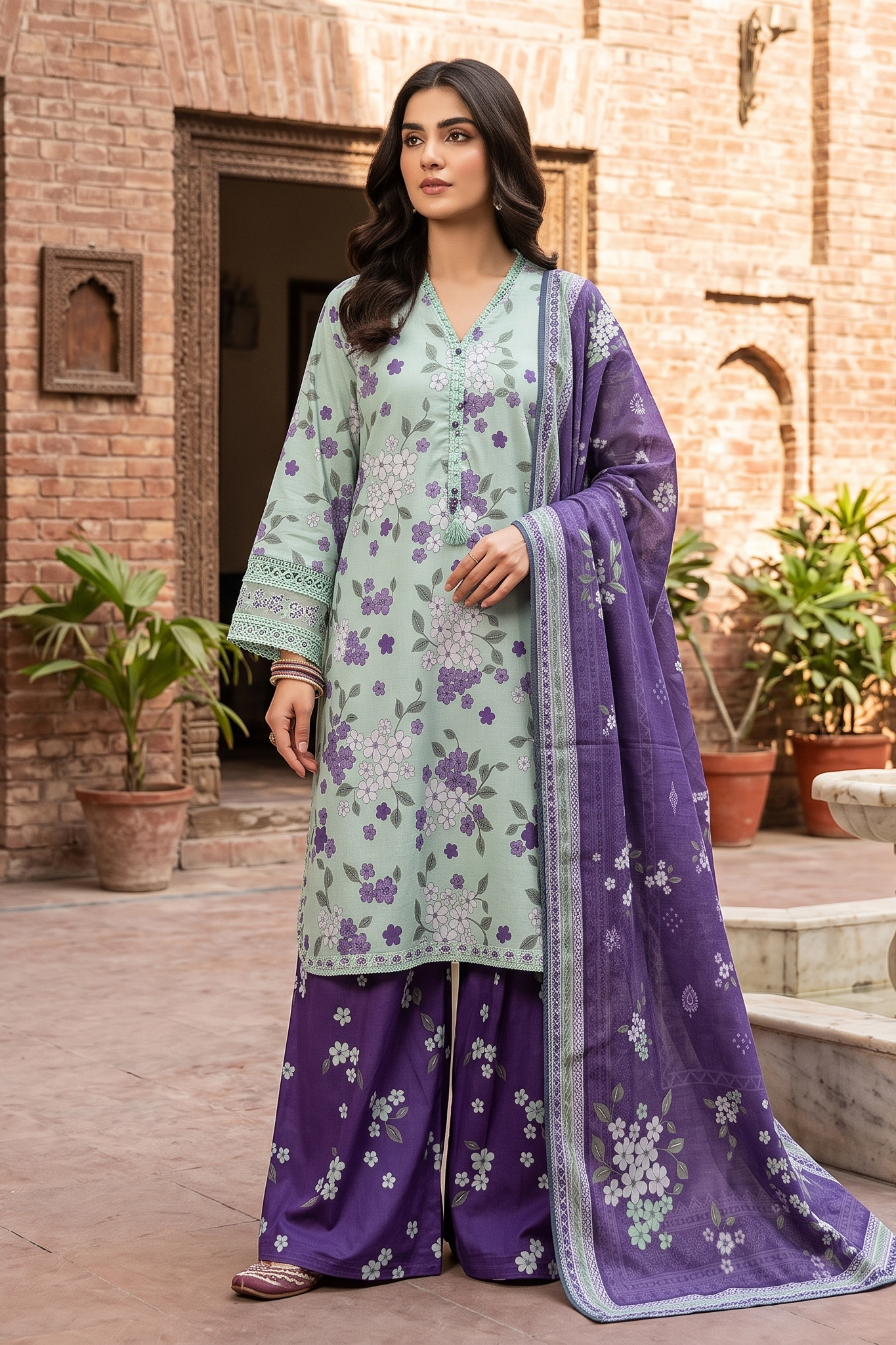 3 Piece - Stitched Lawn Digital Print Suit