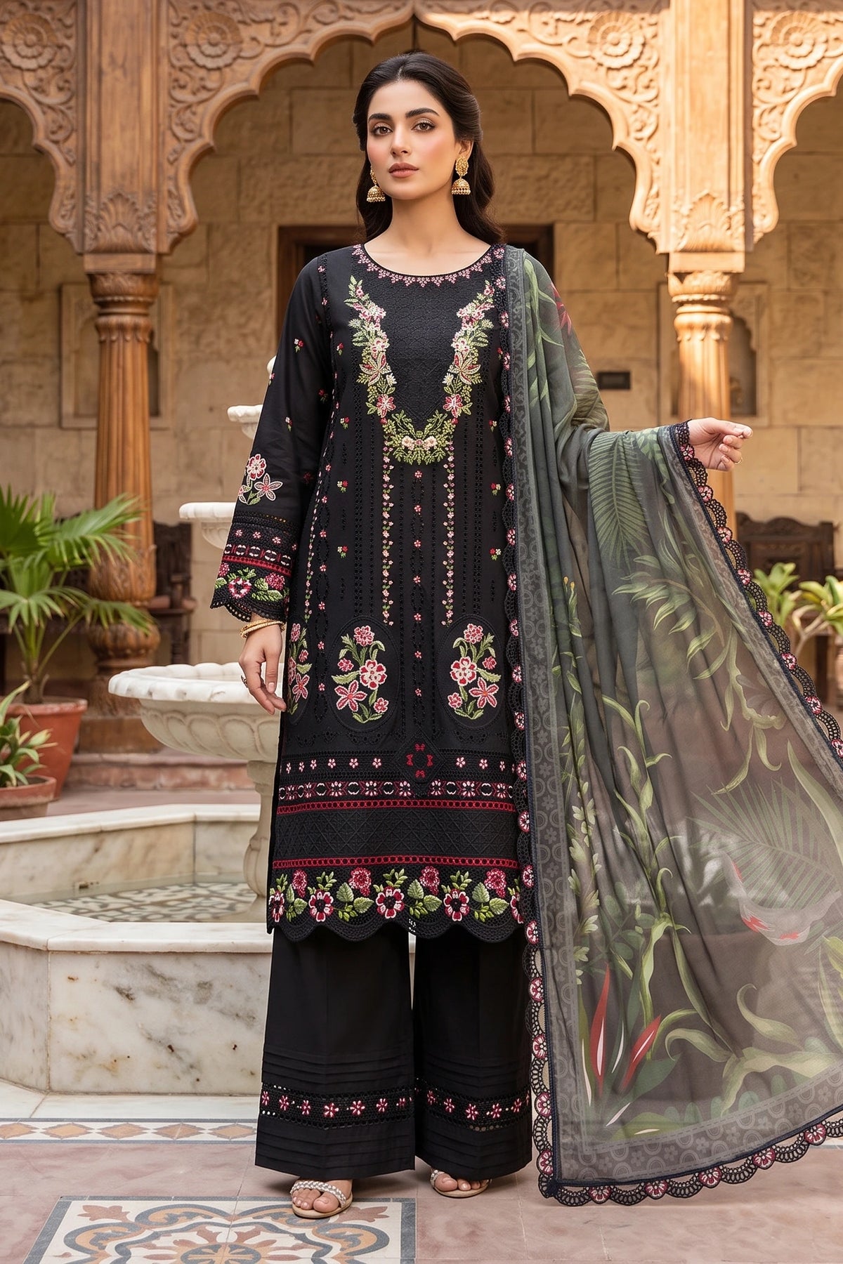 3 Piece - Stitched Embroidered Premium Cotton Suit