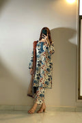 Maria B 3 Piece Unstitched Floral Silk Suit
