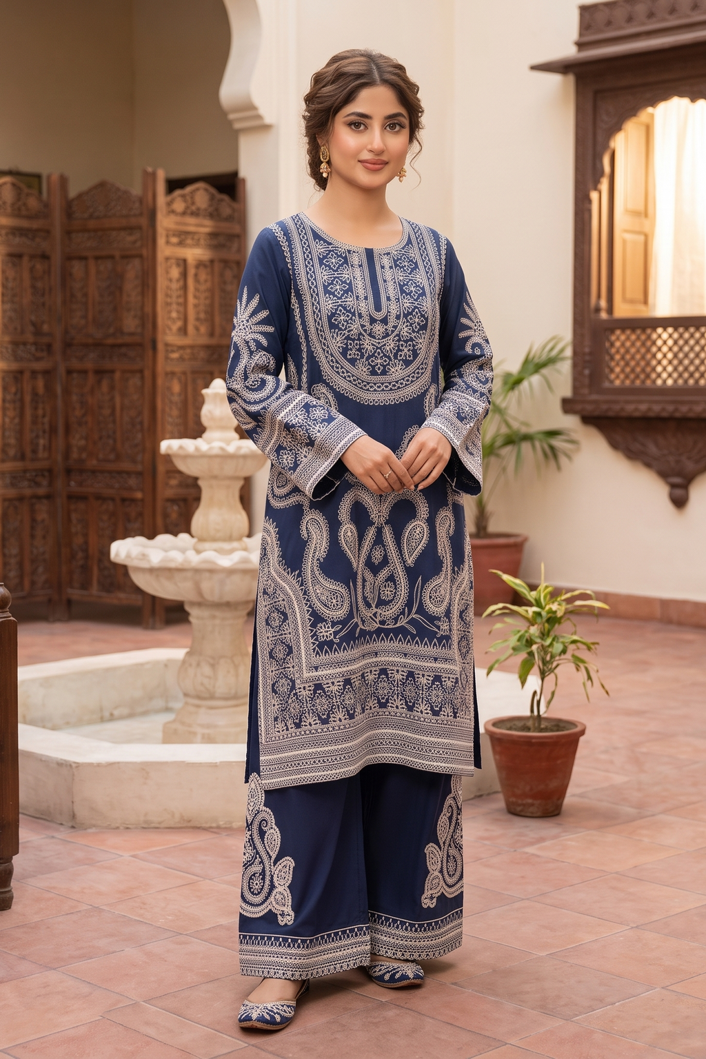 3 Piece Silk Embroidered Stitched Short Shirt