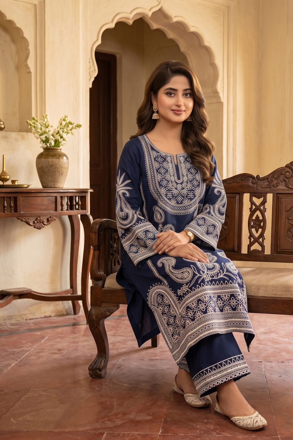 3 Piece Silk Embroidered Stitched Short Shirt