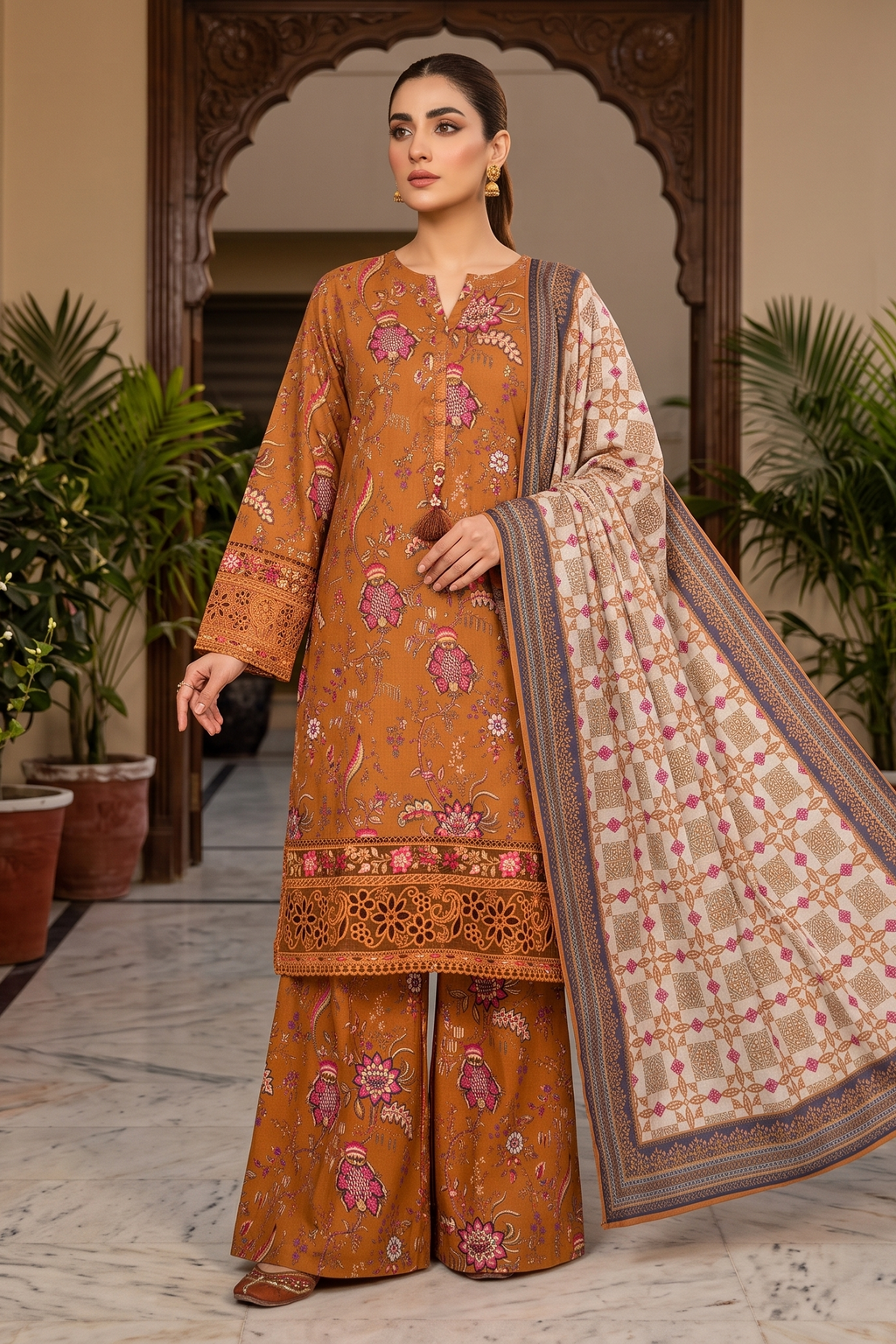 3 Piece - Stitched Lawn Digital Print Suit