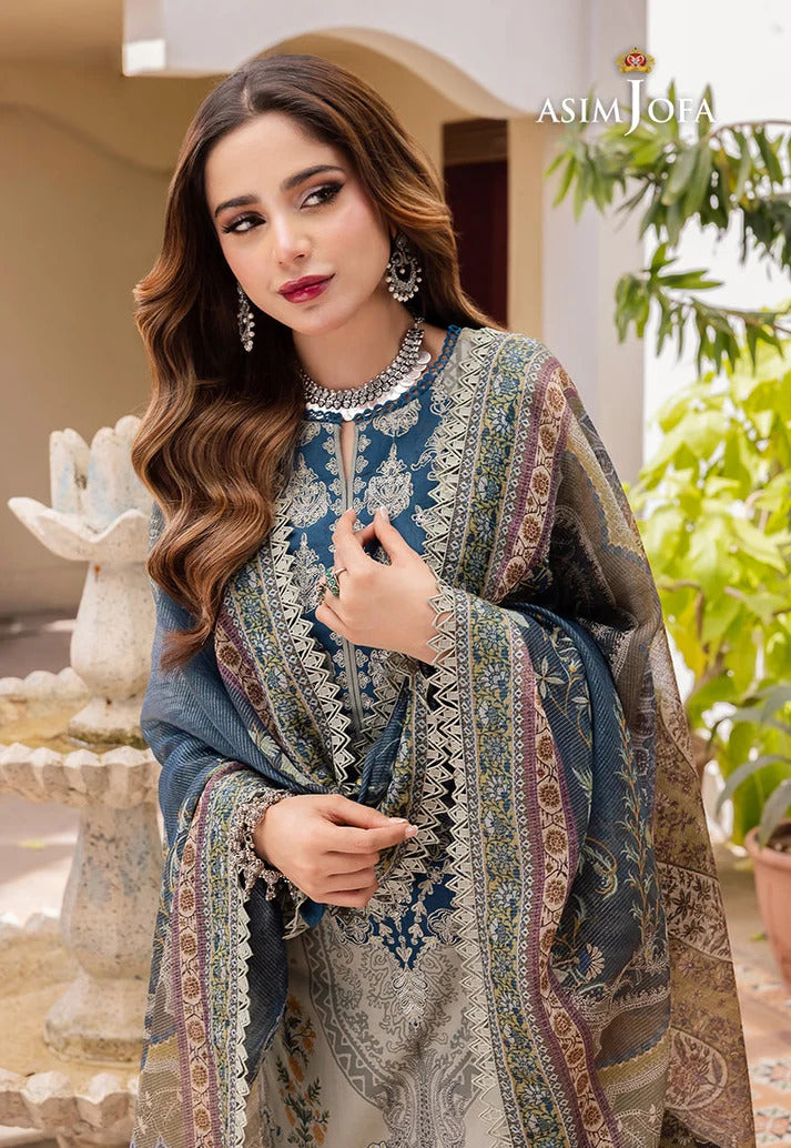 Asim Jofa 3 Piece Unstitched Lawn Digital Print Suit