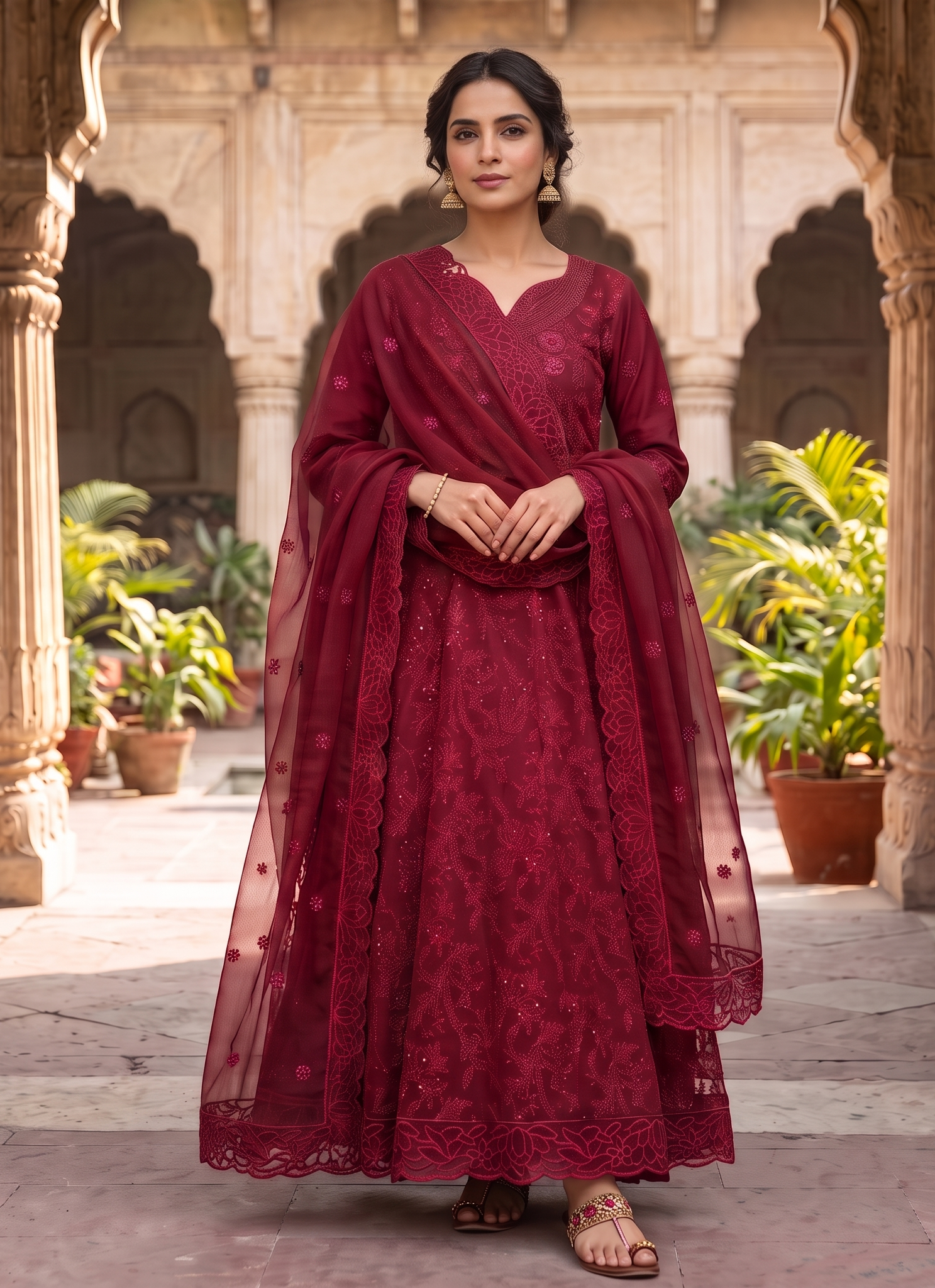 3 Piece - Embroidered Premium Cotton Maxi