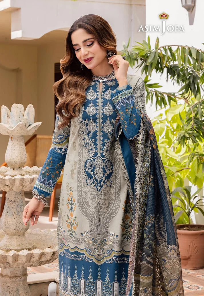 Asim Jofa 3 Piece Unstitched Lawn Digital Print Suit