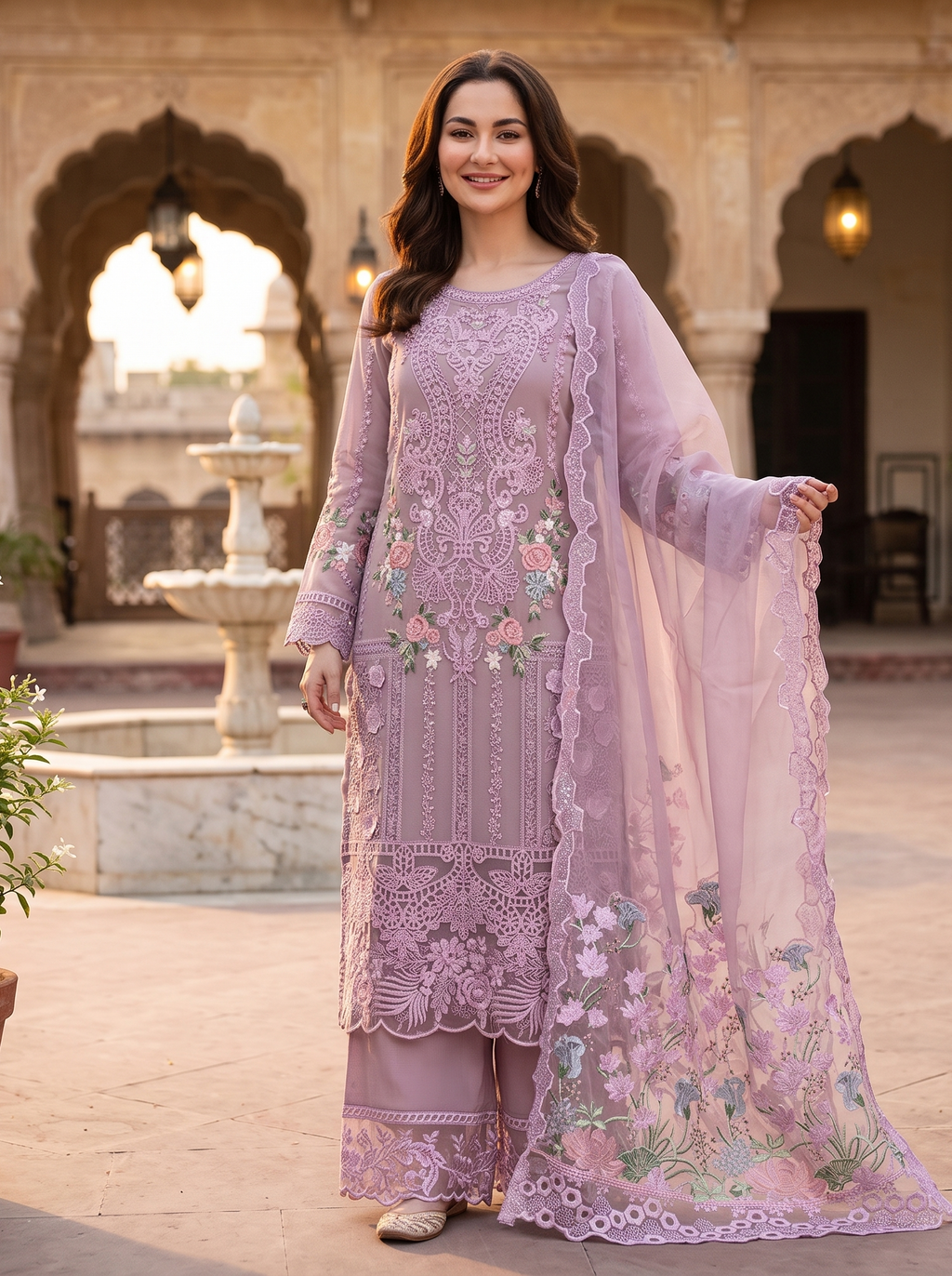 3 Piece - Embroidered Fancy Organza Suit