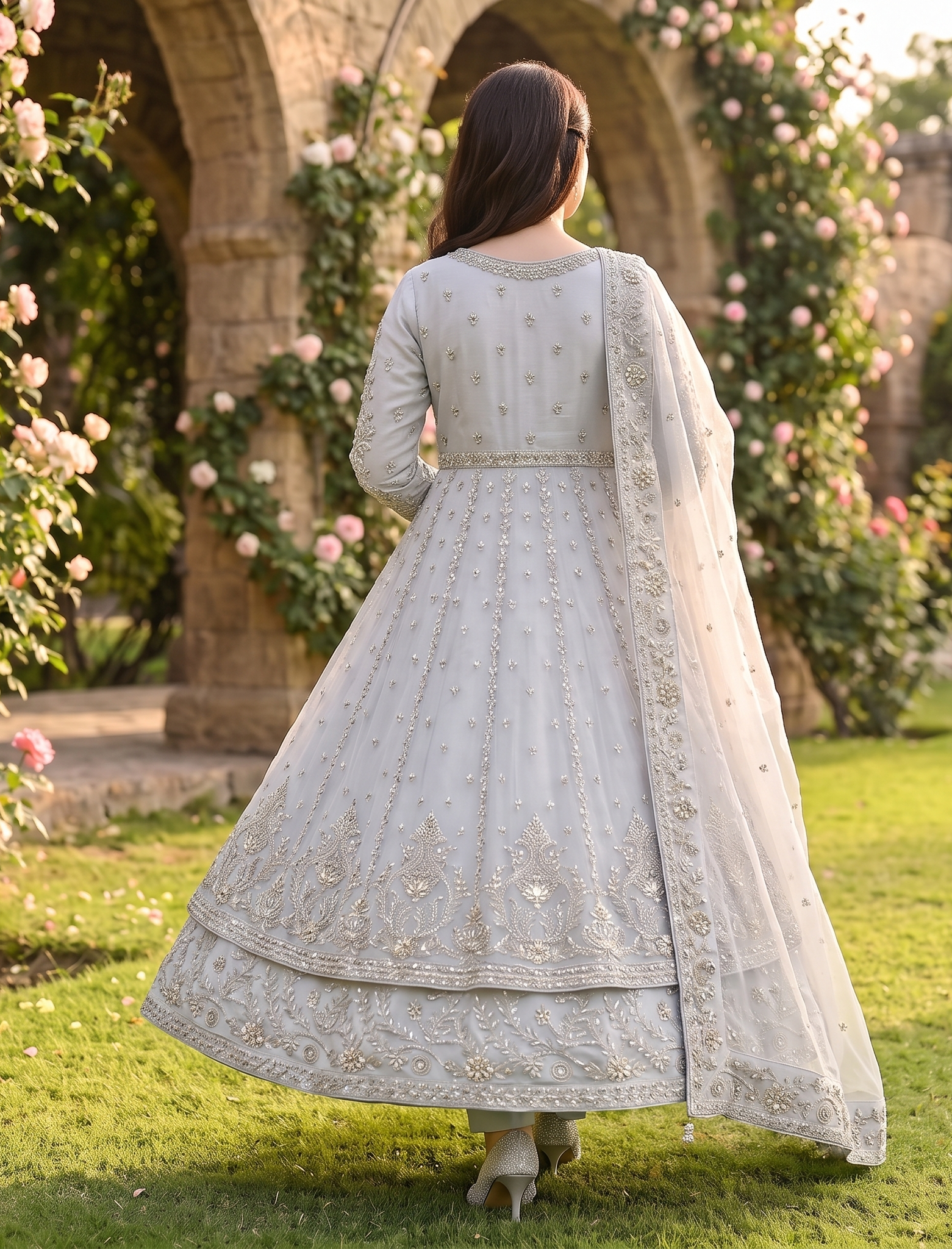 3 Piece - Embroidered Fancy Organza Maxi