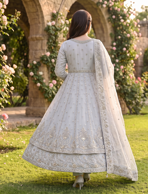 3 Piece - Embroidered Fancy Organza Maxi