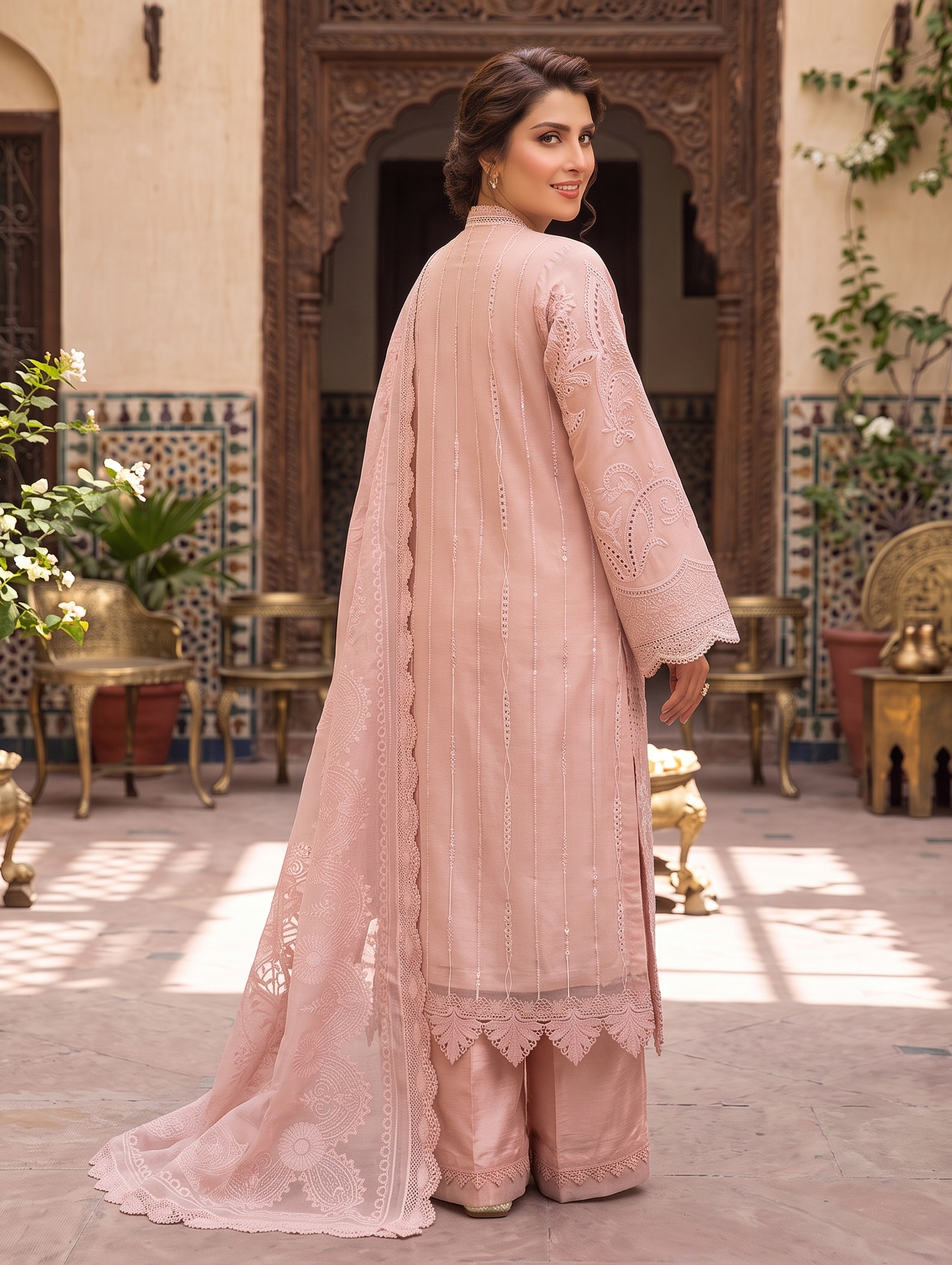 3 Piece - Embroidered Fancy Organza Suit