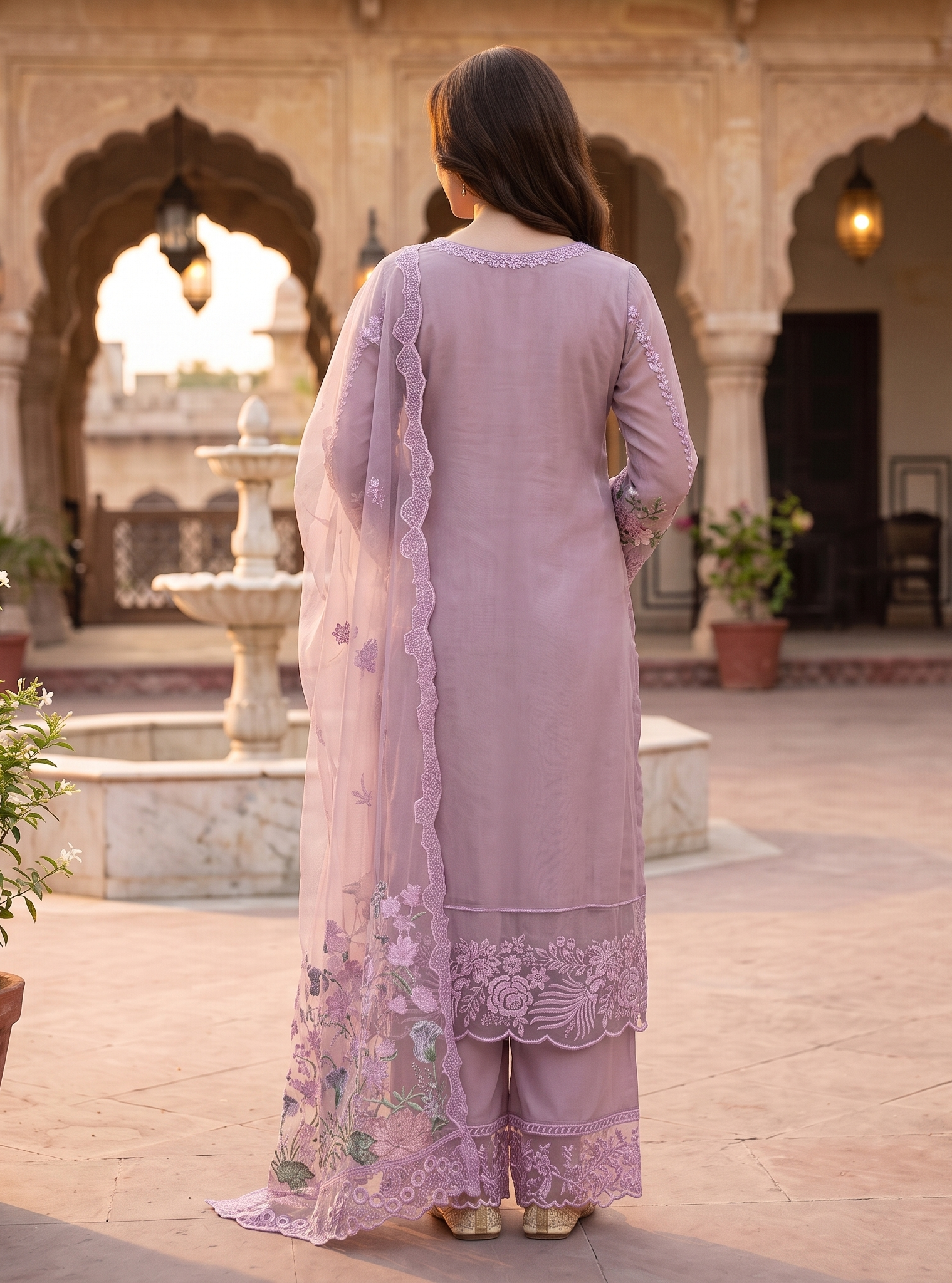 3 Piece - Embroidered Fancy Organza Suit