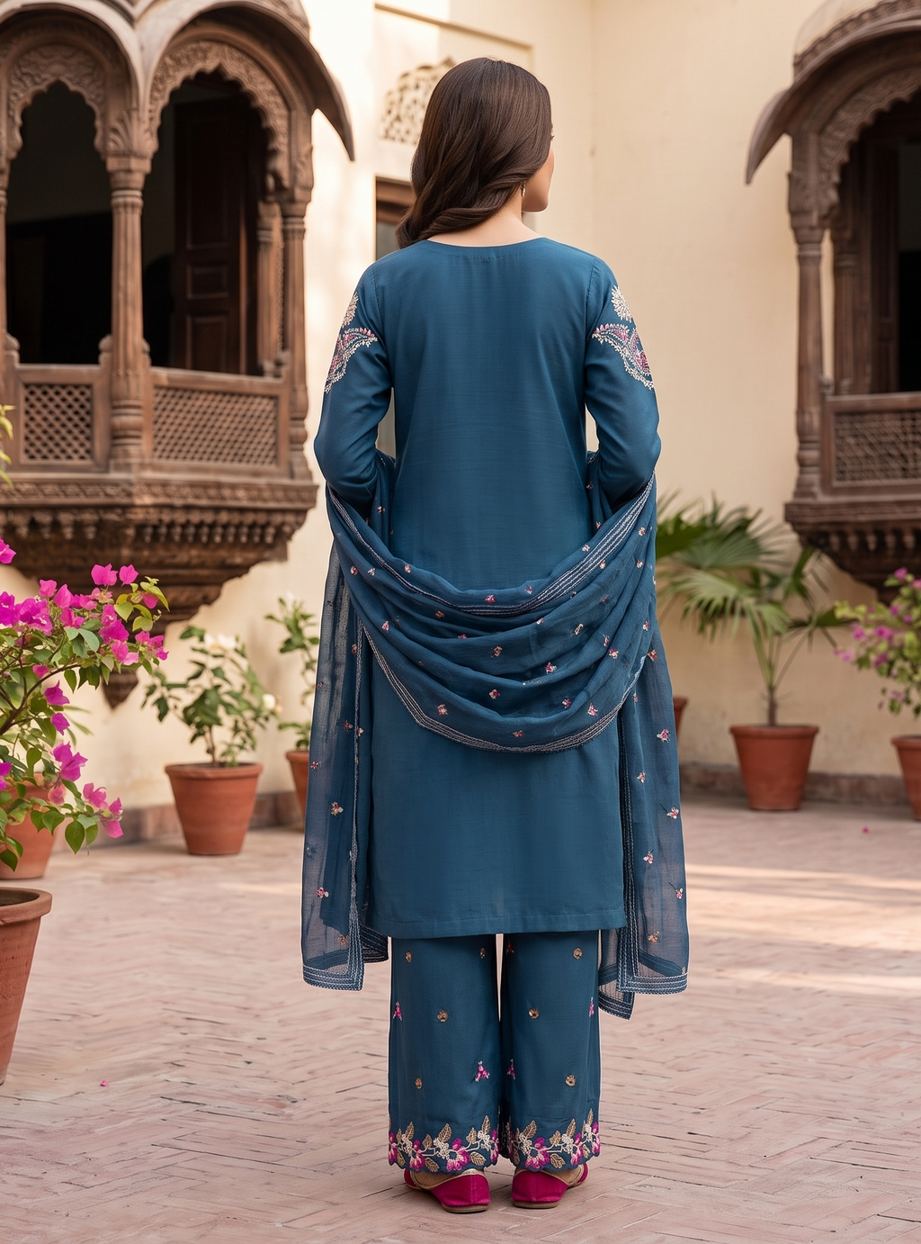 3 Piece - Embroidered Premium Cotton Suit