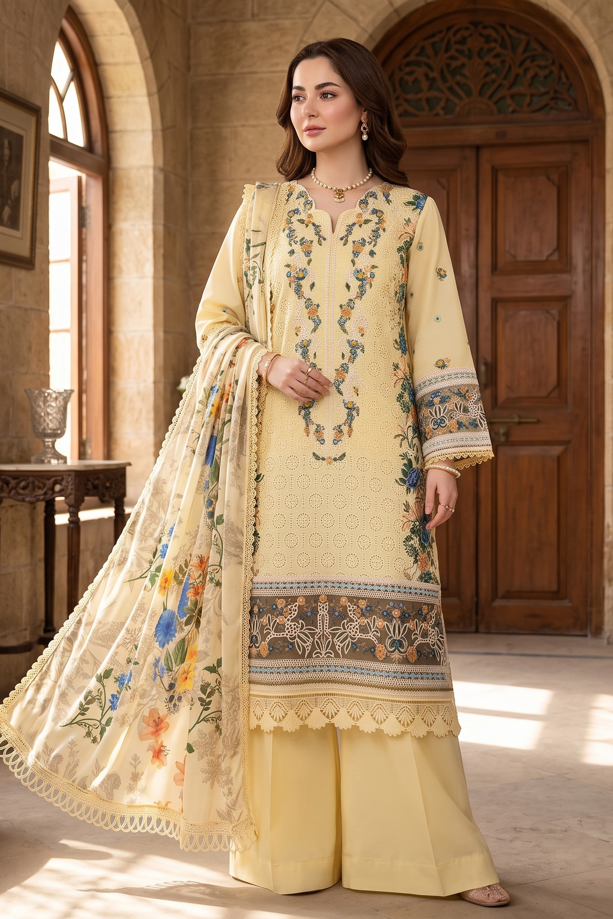 3 Piece - Stitched Embroidered Premium Cotton Suit