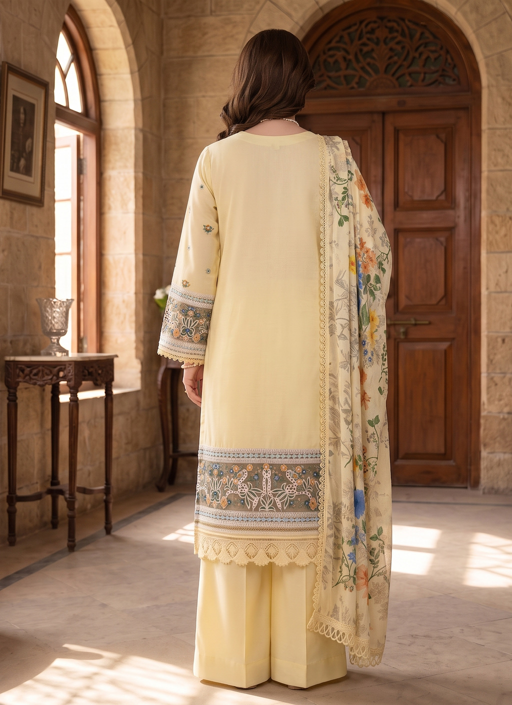 3 Piece - Embroidered Premium Cotton Suit