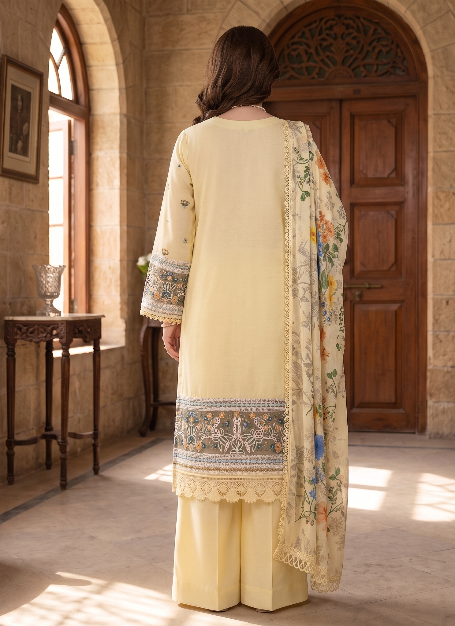 3 Piece - Embroidered Premium Cotton Suit