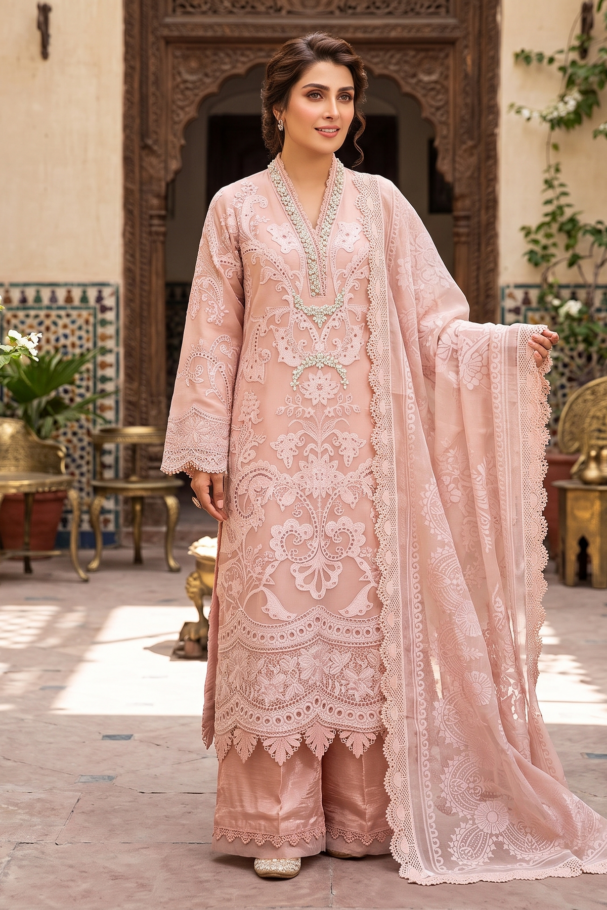 3 Piece - Stitched Embroidered Fancy Organza Suit