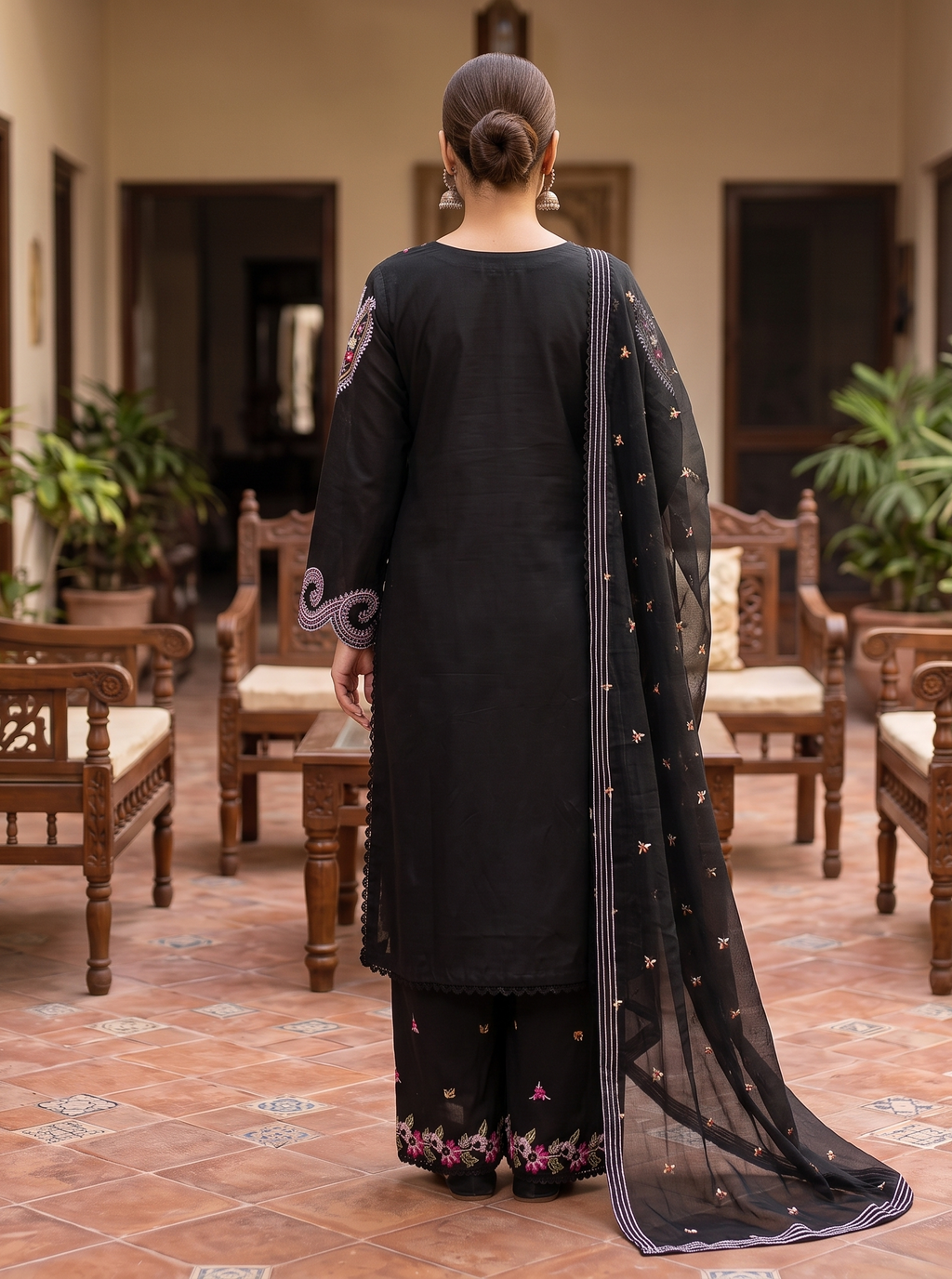 3 Piece - Embroidered Premium Cotton Suit