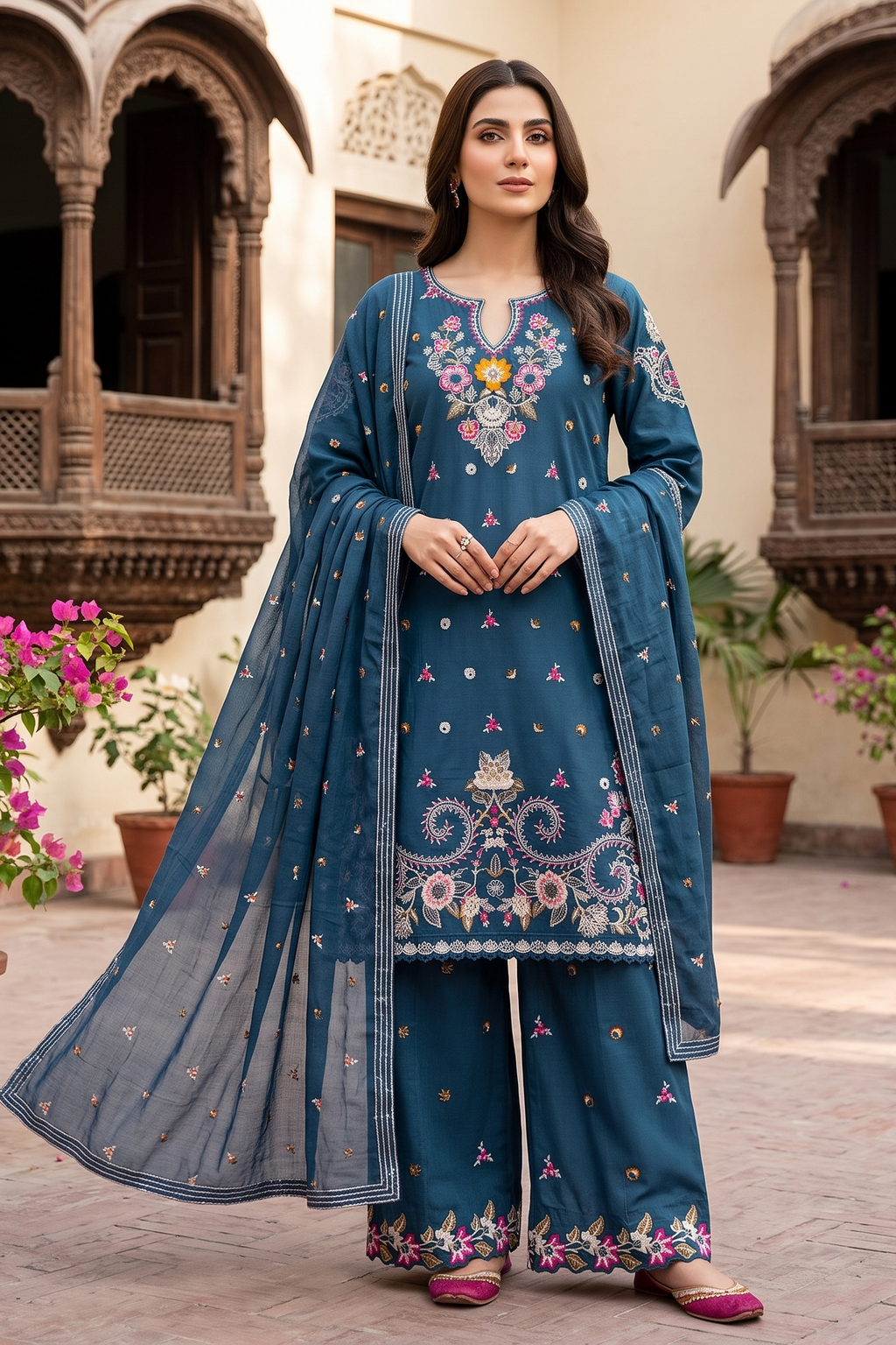 3 Piece - Stitched Embroidered Premium Cotton Suit