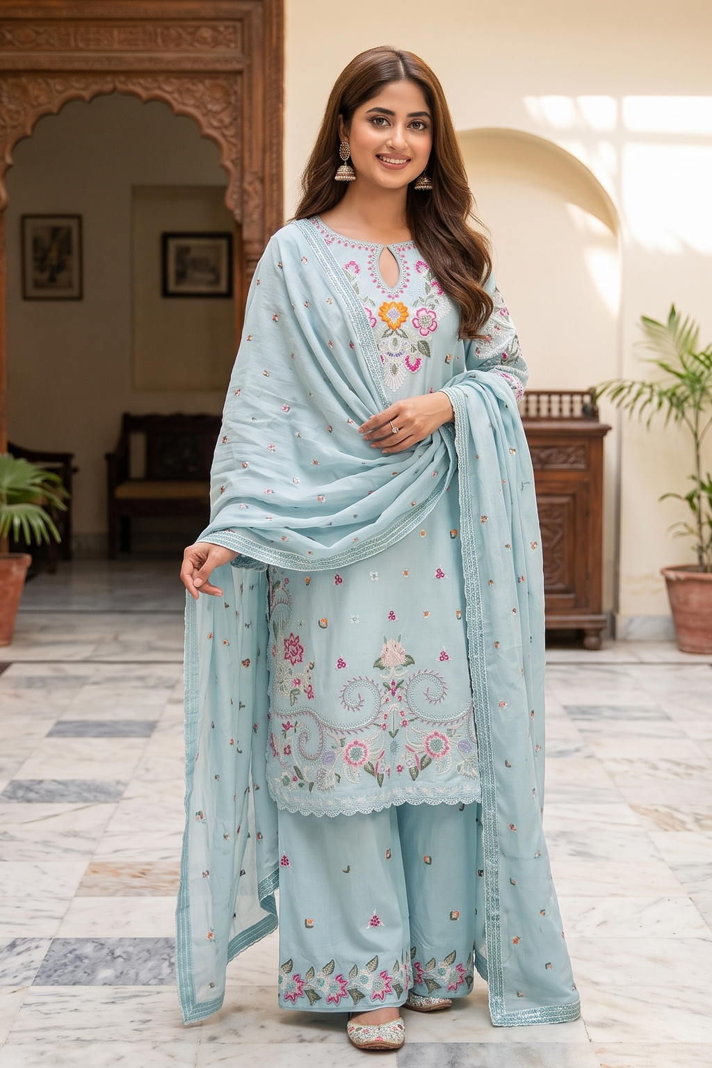 3 Piece - Stitched Embroidered Premium Cotton Suit