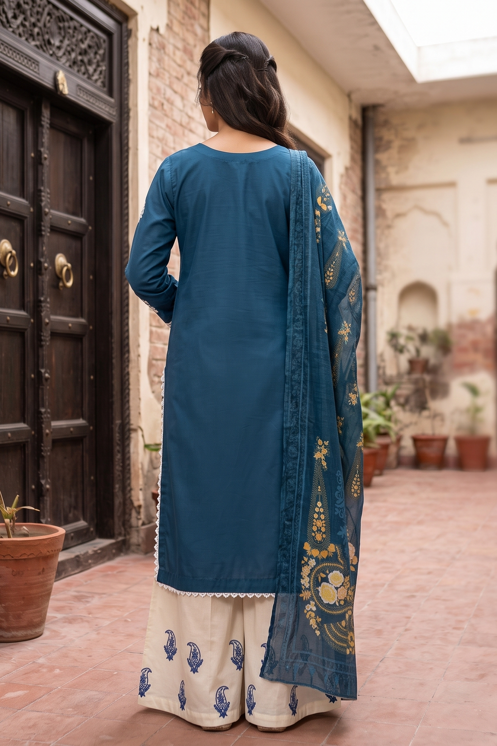 3 Piece - Embroidered Premium Cotton Suit
