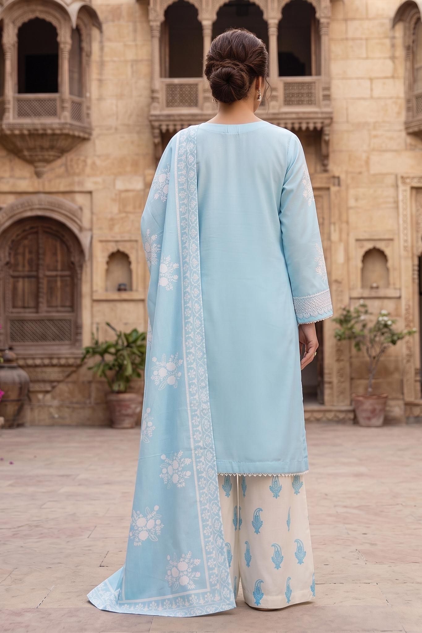 3 Piece - Embroidered Premium Cotton Suit