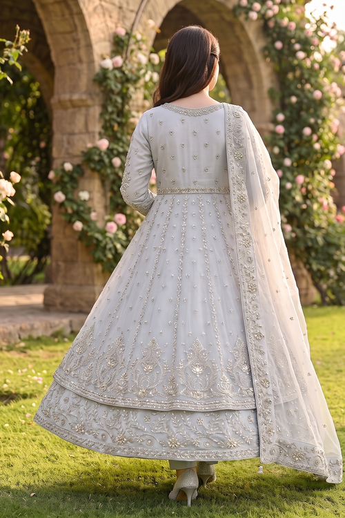 3 Piece - Embroidered Fancy Organza Maxi