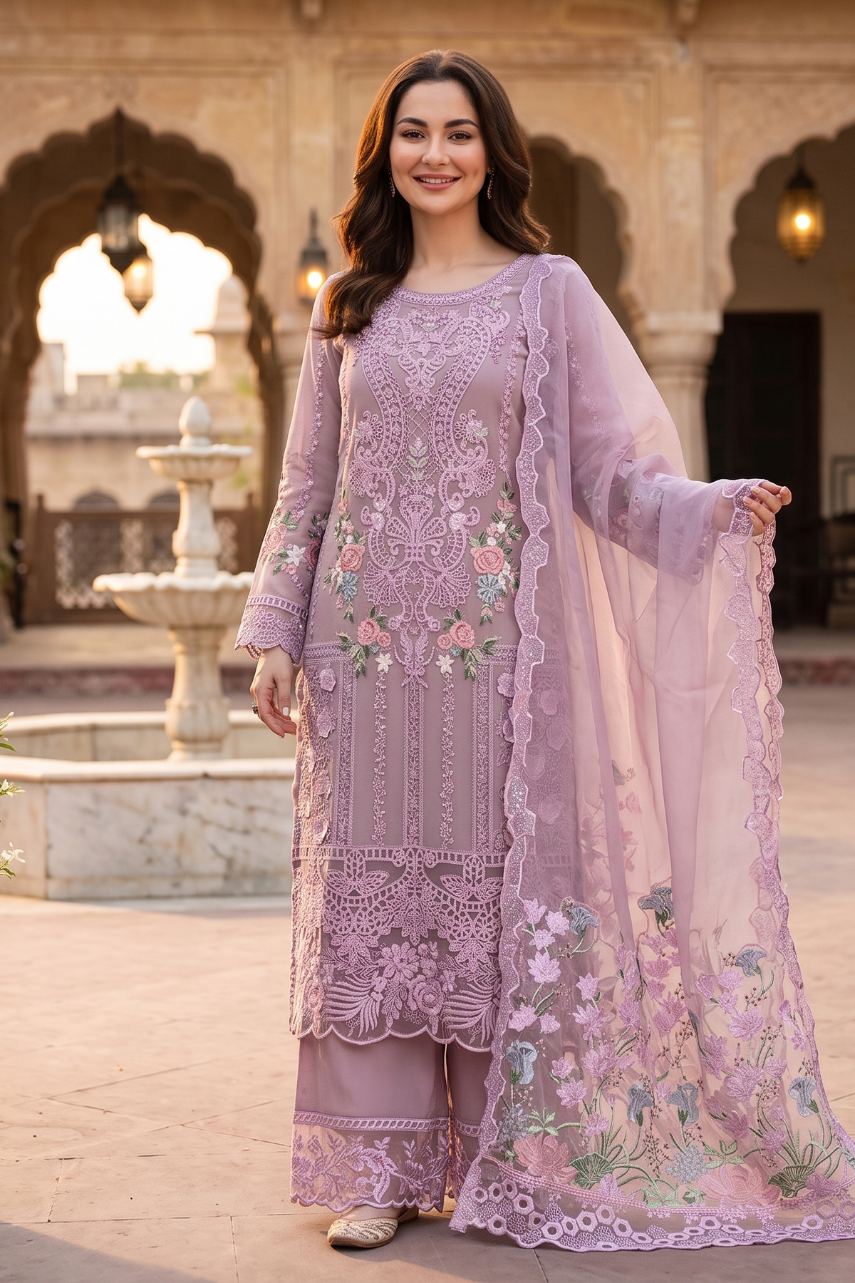 3 Piece - Stitched Embroidered Fancy Organza Suit