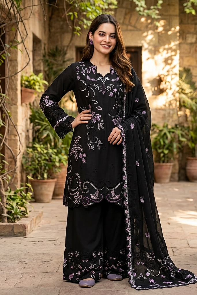 3 Piece - Stitched Embroidered Premium Cotton Suit