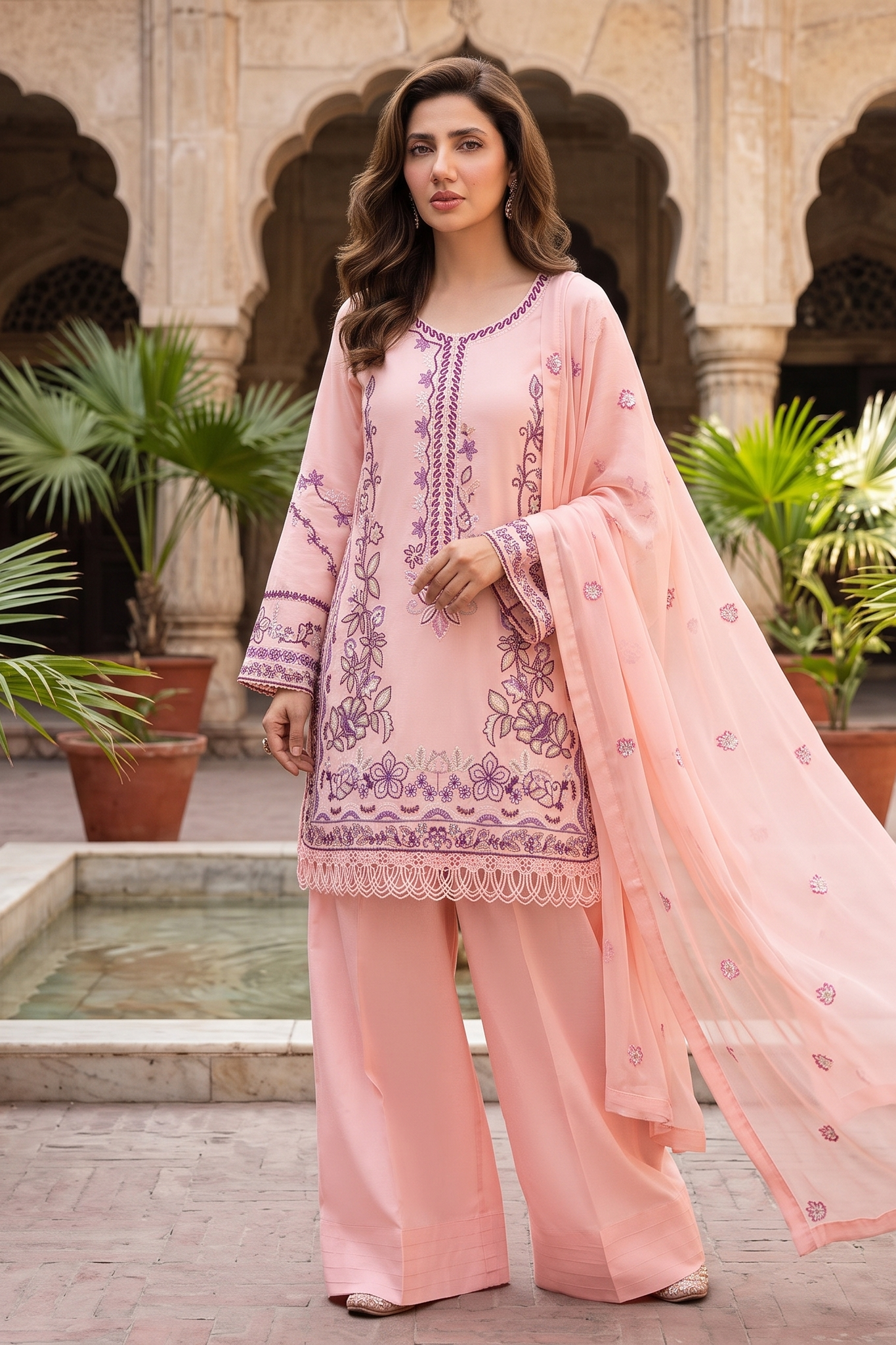 3 Piece - Stitched  Embroidered Premium Cotton Suit