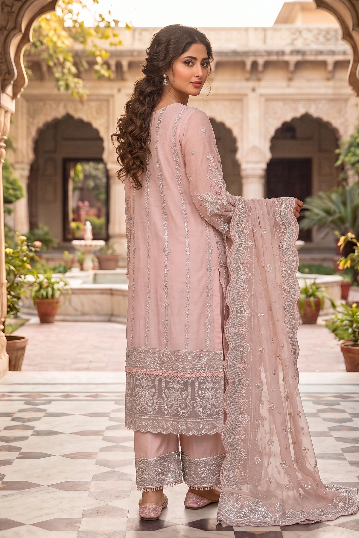 3 Piece - Stitched Embroidered Fancy Organza Suit